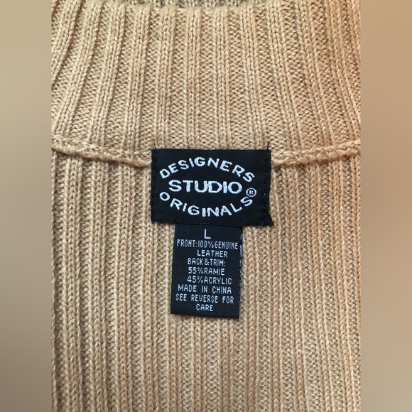 Designers Studio Original 100% Genuine Leather Brown Design Full Zip Vest Size L - Picture 11 of 12